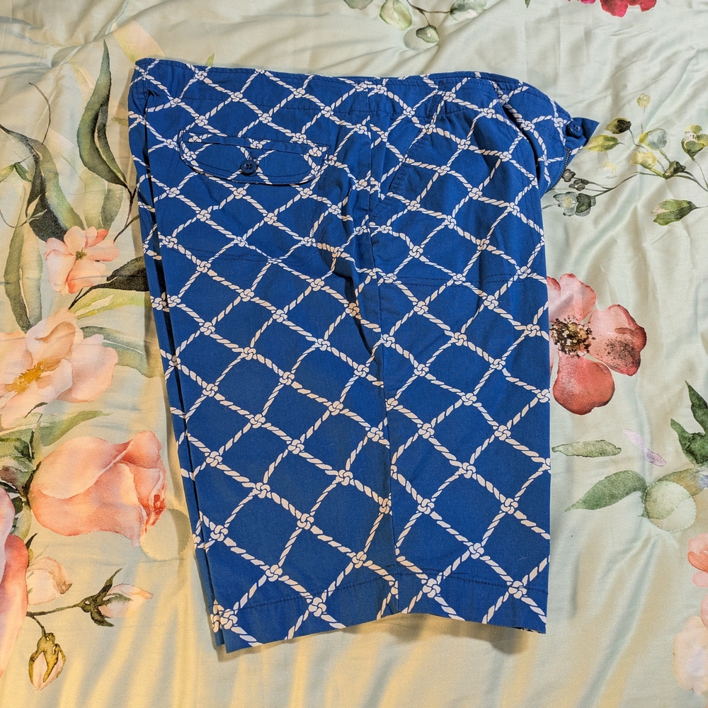 Caribbean Joe Blue Rope-Print Bermuda Shorts